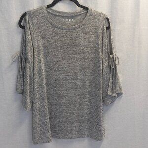Loft Size Small (Oversized) Gray Cold Shoulder Sweater